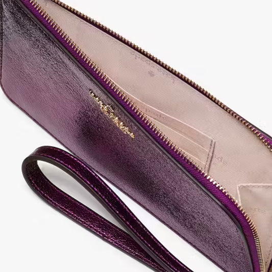 Kate Spade Lucy Metallic Medium L-zip Wristlet