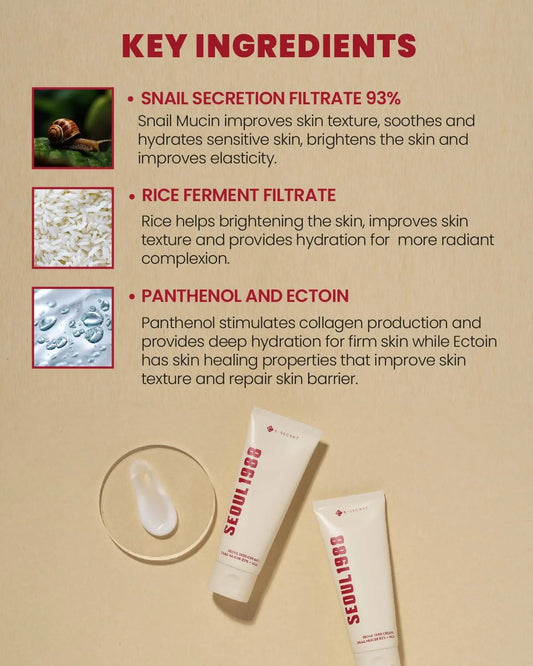 K-Secret - Seoul 1988 Cream: Snail Mucin 93% + Rice
