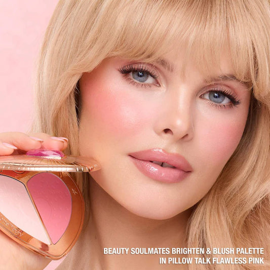 Charlotte Tilbury Pillow Talk Beauty Soulmates Airbrush Flawless Finish Brightening and Blush Powder Palette