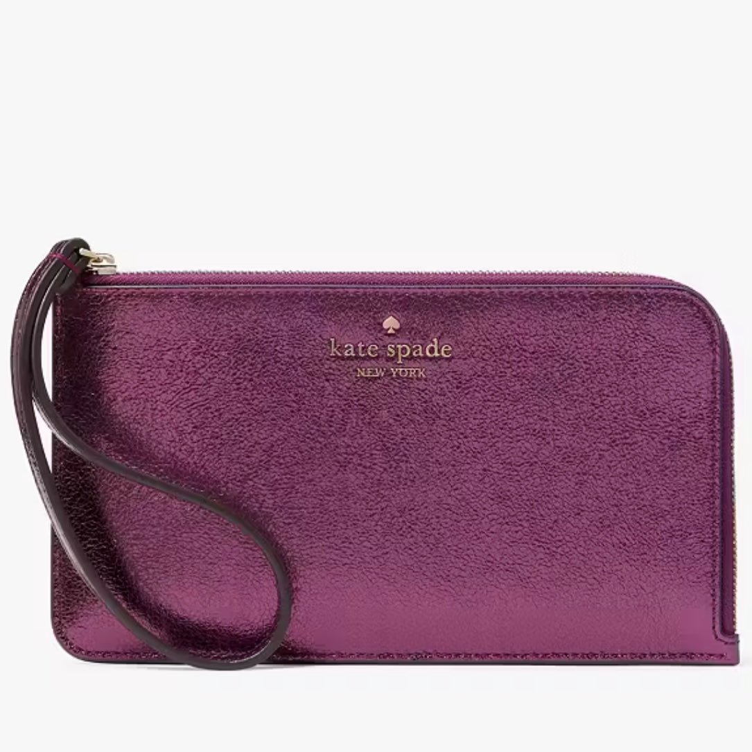 Kate Spade Lucy Metallic Medium L-zip Wristlet
