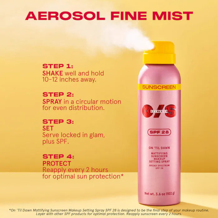 One Size On 'Til Dawn Mattifying Sunscreen Makeup Setting Spray SPF 28