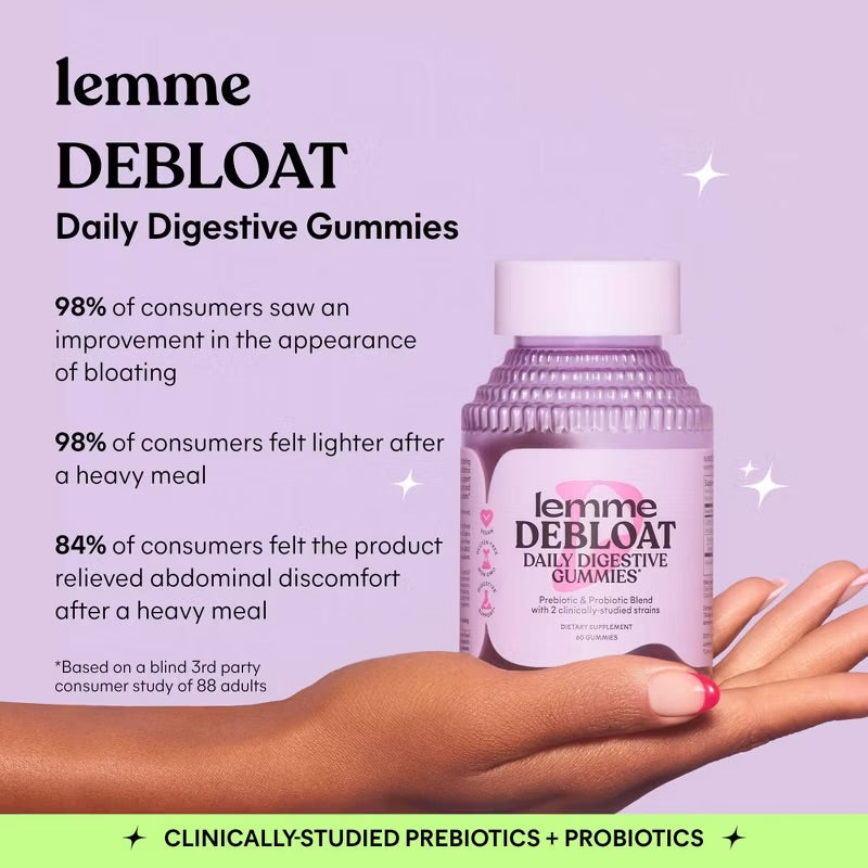 Lemme Debloat Daily Digestive Probiotic Vegan Gummies