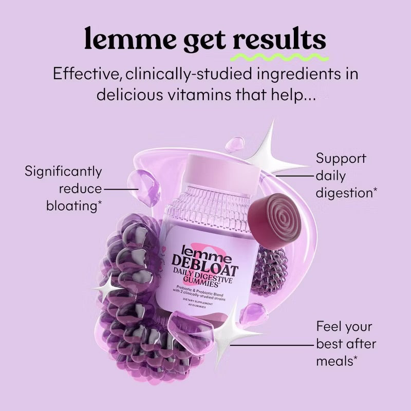 Lemme Debloat Daily Digestive Probiotic Vegan Gummies