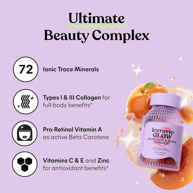 Lemme Glow Collagen Hair Skin & Nails Gummies