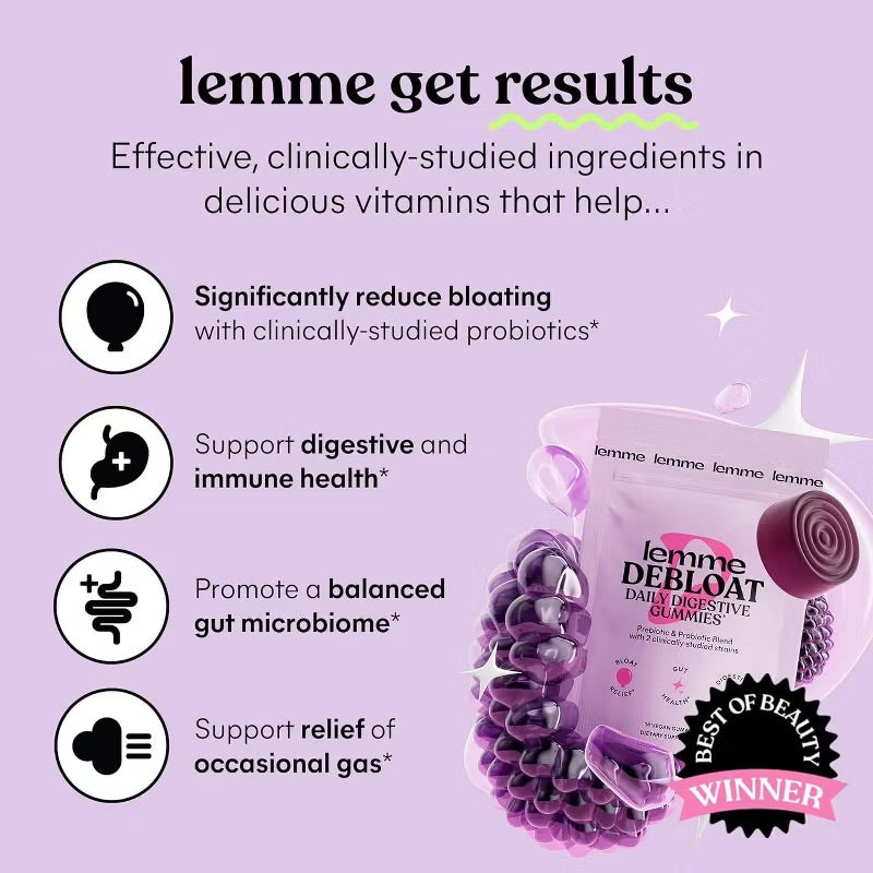 Lemme Debloat Daily Digestive Probiotic Vegan Gummies - 14ct