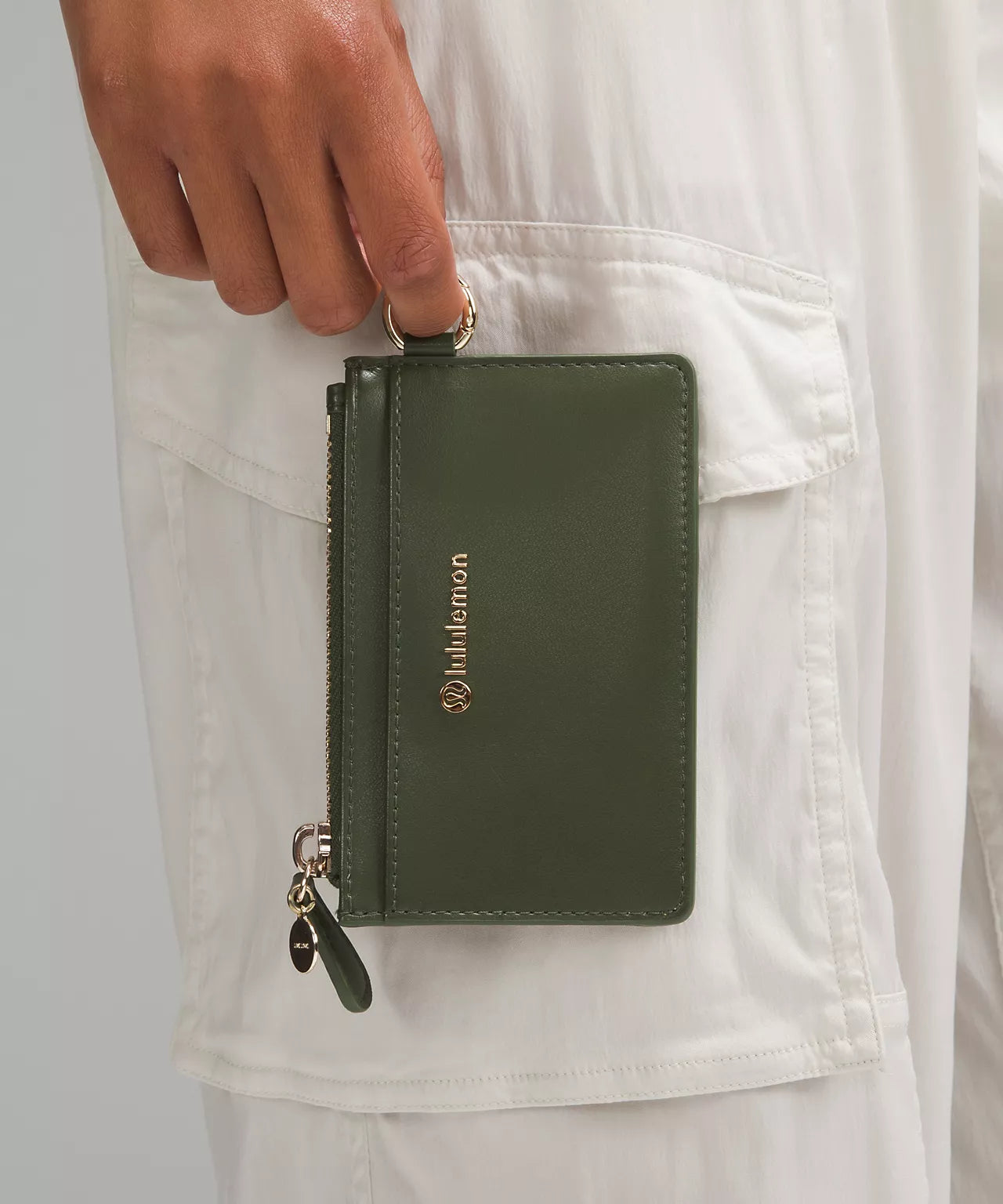 Lululemon Cactus Material Card Case/ Barracks Green/Gold