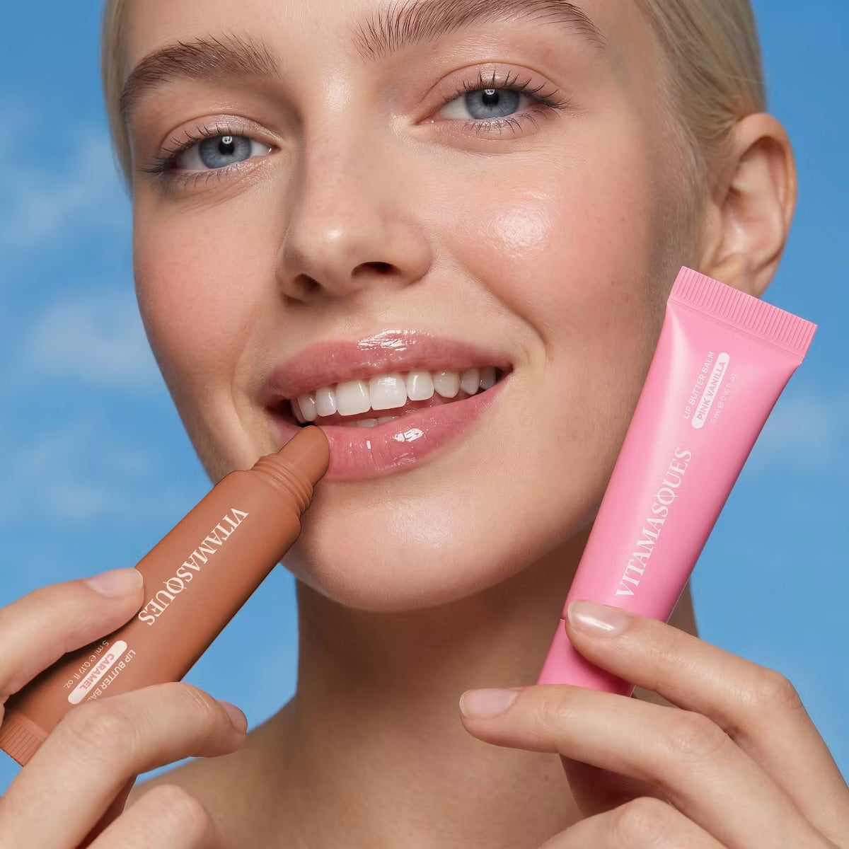 Vitamasques Lip Butter Balm Plump & Repair Mini Duo - Caramel + Pink Vanilla