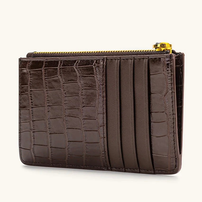 JW PEI Quinn Zipped Card Holder- Brown Croc