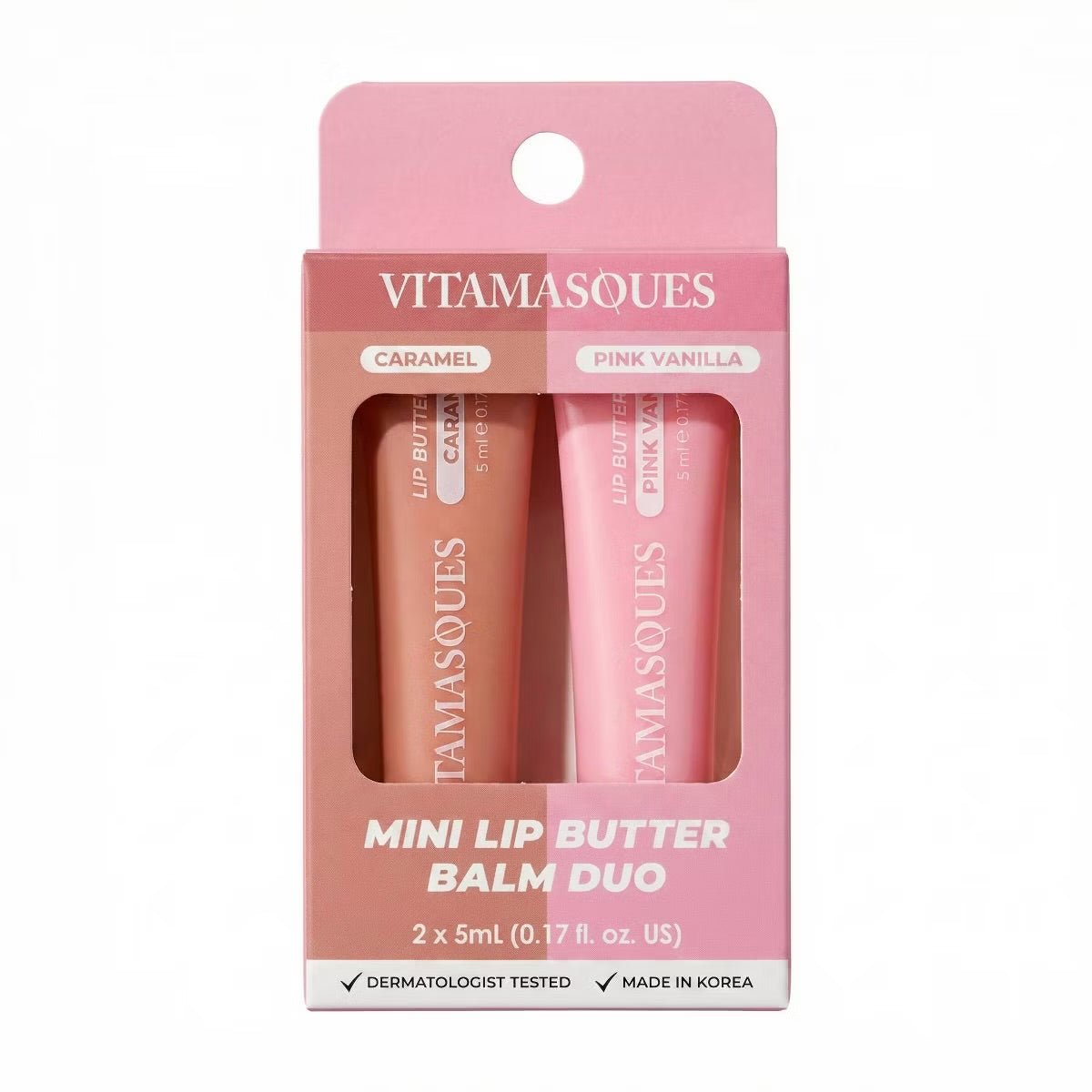 Vitamasques Lip Butter Balm Plump & Repair Mini Duo - Caramel + Pink Vanilla