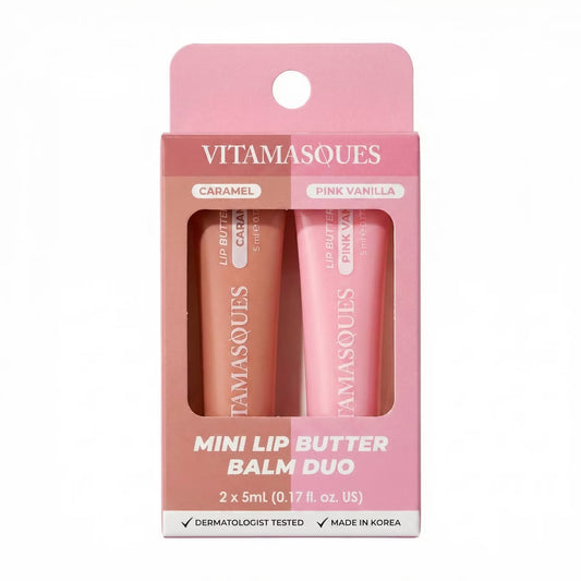 Vitamasques Lip Butter Balm Plump & Repair Mini Duo - Caramel + Pink Vanilla