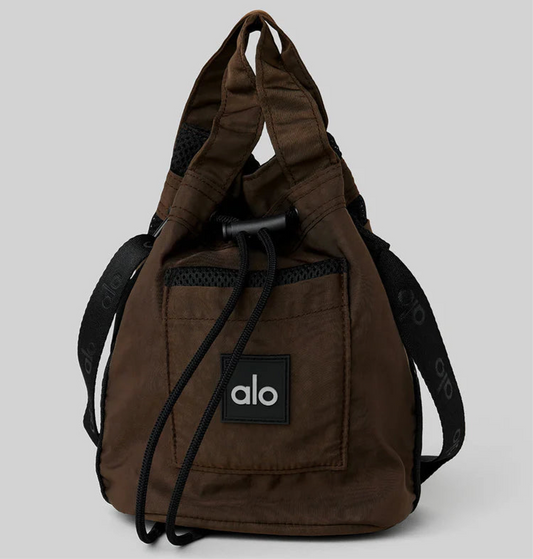 Alo Cross Body Bucket Bag-Espresso/Black