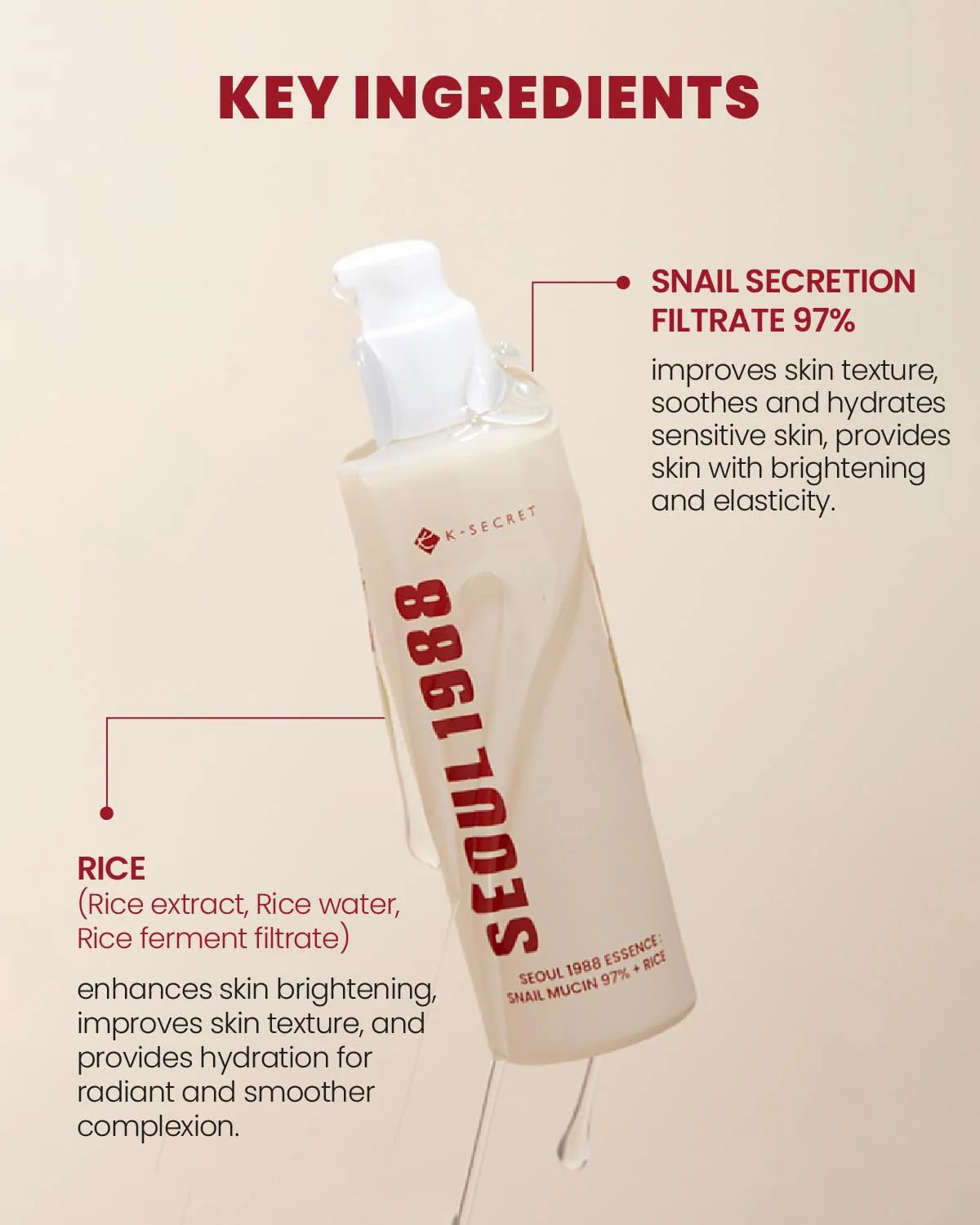 K-Secret - Seoul 1988 Essence: Snail Mucin 97% + Rice
